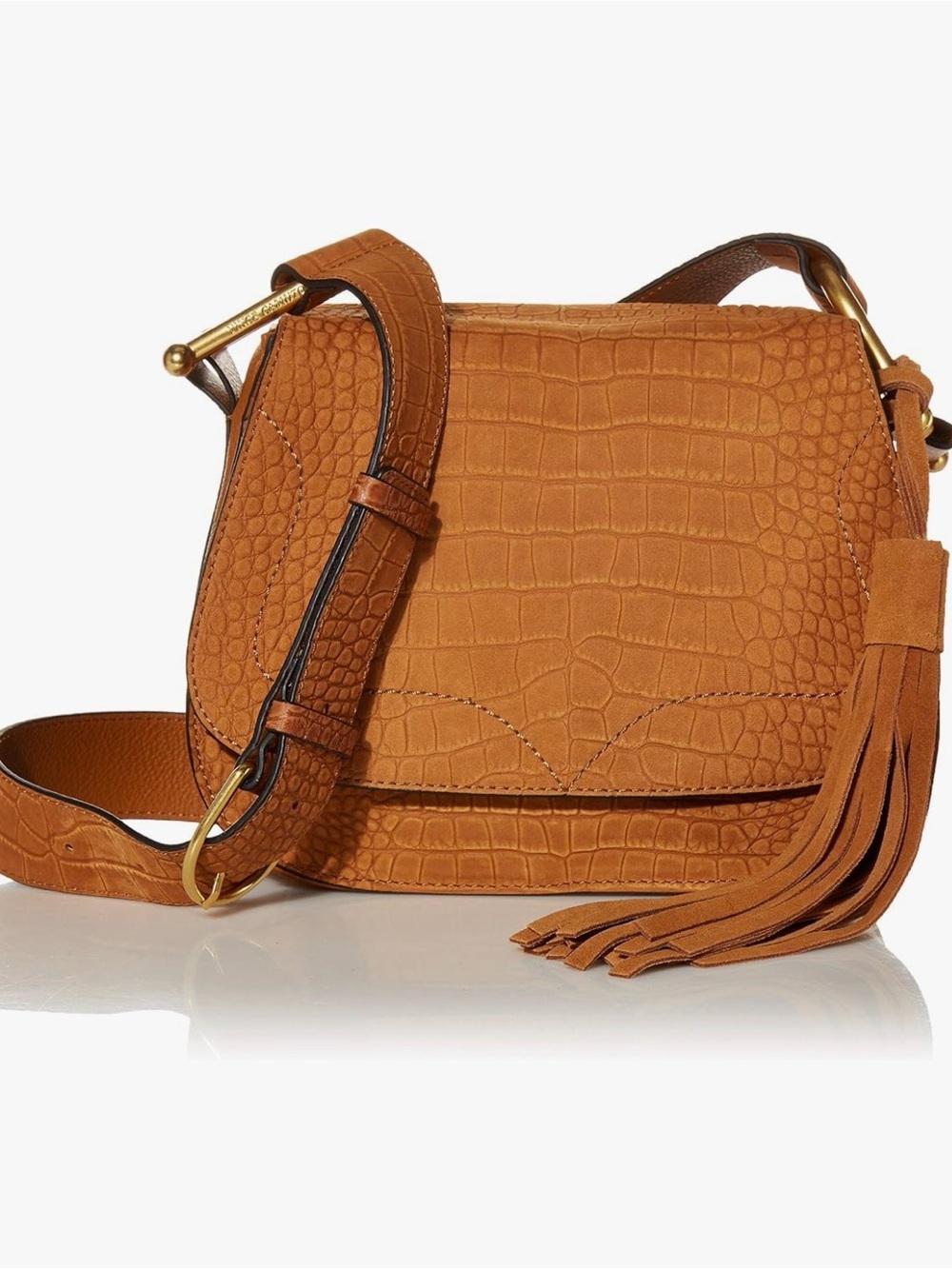Vince Camuto Women's Tal Flap Shoulder Bag cognac brown hazel Crossbody Tassel